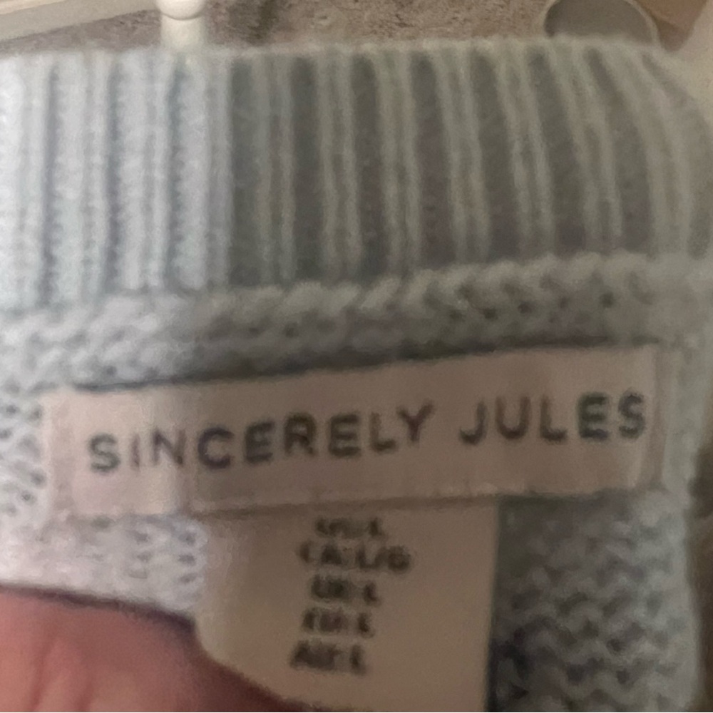 Sincerely Jules Light Blue Argyle V-Neck Sweater Vest - Picture 3 of 4